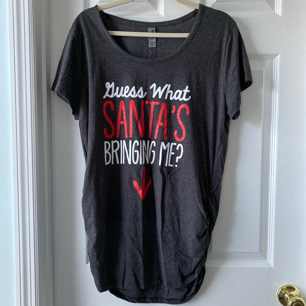 Christmas maternity pregnancy announcement shirt Guess What Santa's Bringing Me